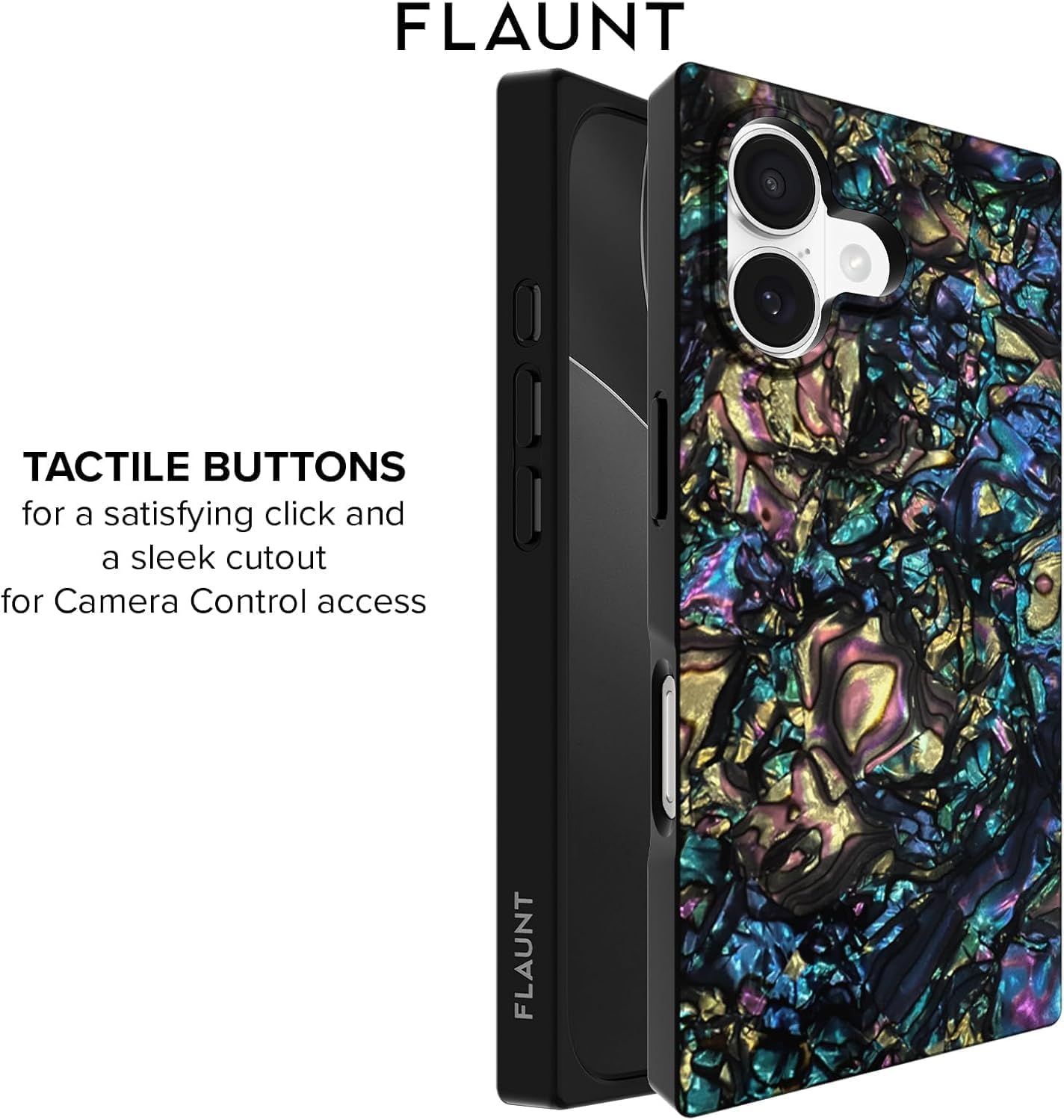 FLAUNT Official Square Protective Case - Compatible with iPhone 17 - Compatible with MagSafe & Wireless Charging - Drop-Tested & Shockproof - (Abalone Shell)