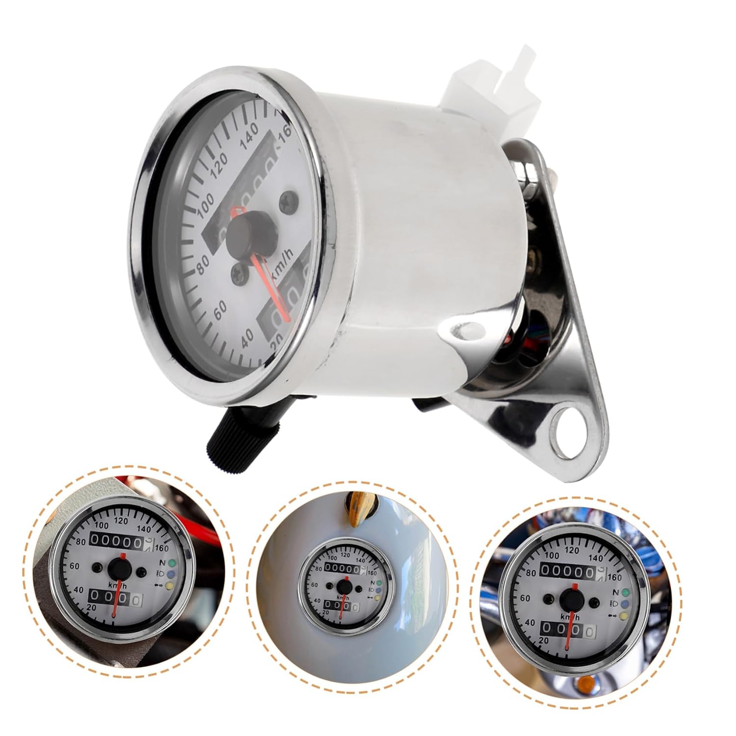 Luxshiny Motorcycle Dual Speedometer Gauge Led Indicators Vintage Design for Enhanced Style and Clarity Easy Installation for Custom Motorbike Upgrades