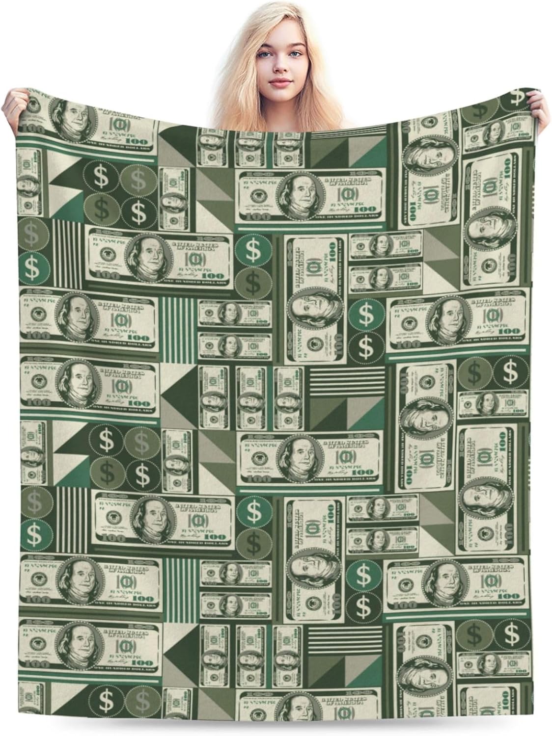 Money Throw Blankets All Season Ultra Soft Warm Hundred Dollar Bill Print Fleece Blanket for Home Bed Sofa Couch Chair Outdoor Travel Camping 50x40 Inch - Image 6