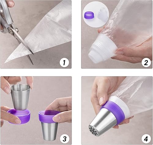 Miniatura 4 de Shofilt Juego de 27 puntas de tubería rusas, juego de bolsas de glaseado y puntas para decoración de pasteles (12 puntas de glaseado, 10 bolsas de