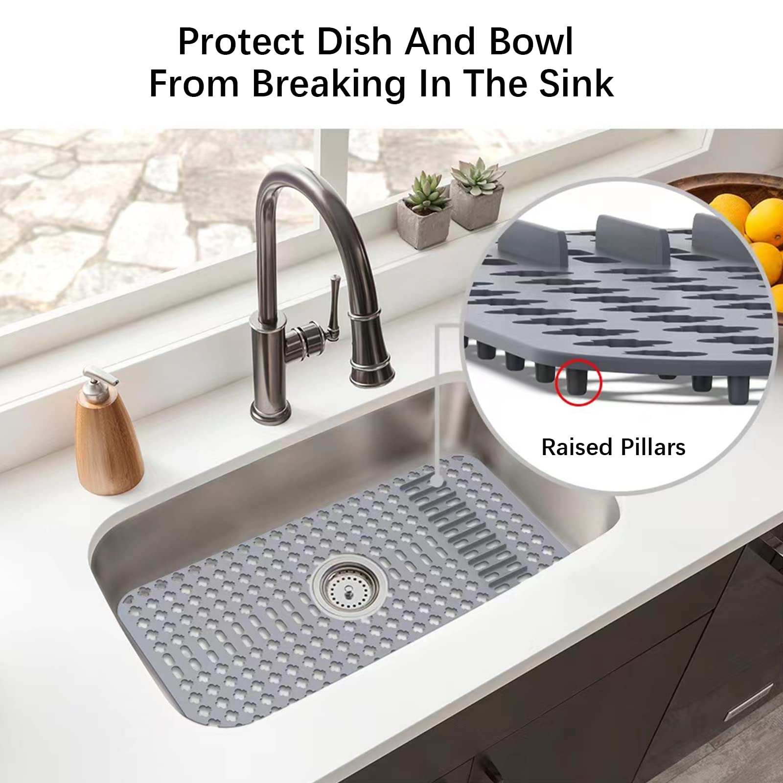 Moryimi Silikon-Spülbeckenmatte Weiß - 63,5x33cm Schutzmatte Für Küchenspüle