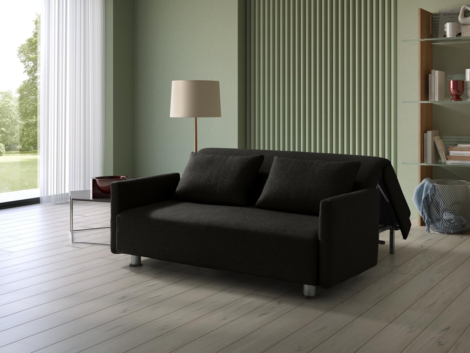 EVERGREENWEB Divano Letto 3 Posti con Materasso Matrimoniale 160x190 Ortopedico Prontoletto RICHIUDIBILE 2in1 Rivestimento Antracite SFODERABILE Braccioli Slim Coppia Cuscini SUPERSOFT Inclusi | EDITH