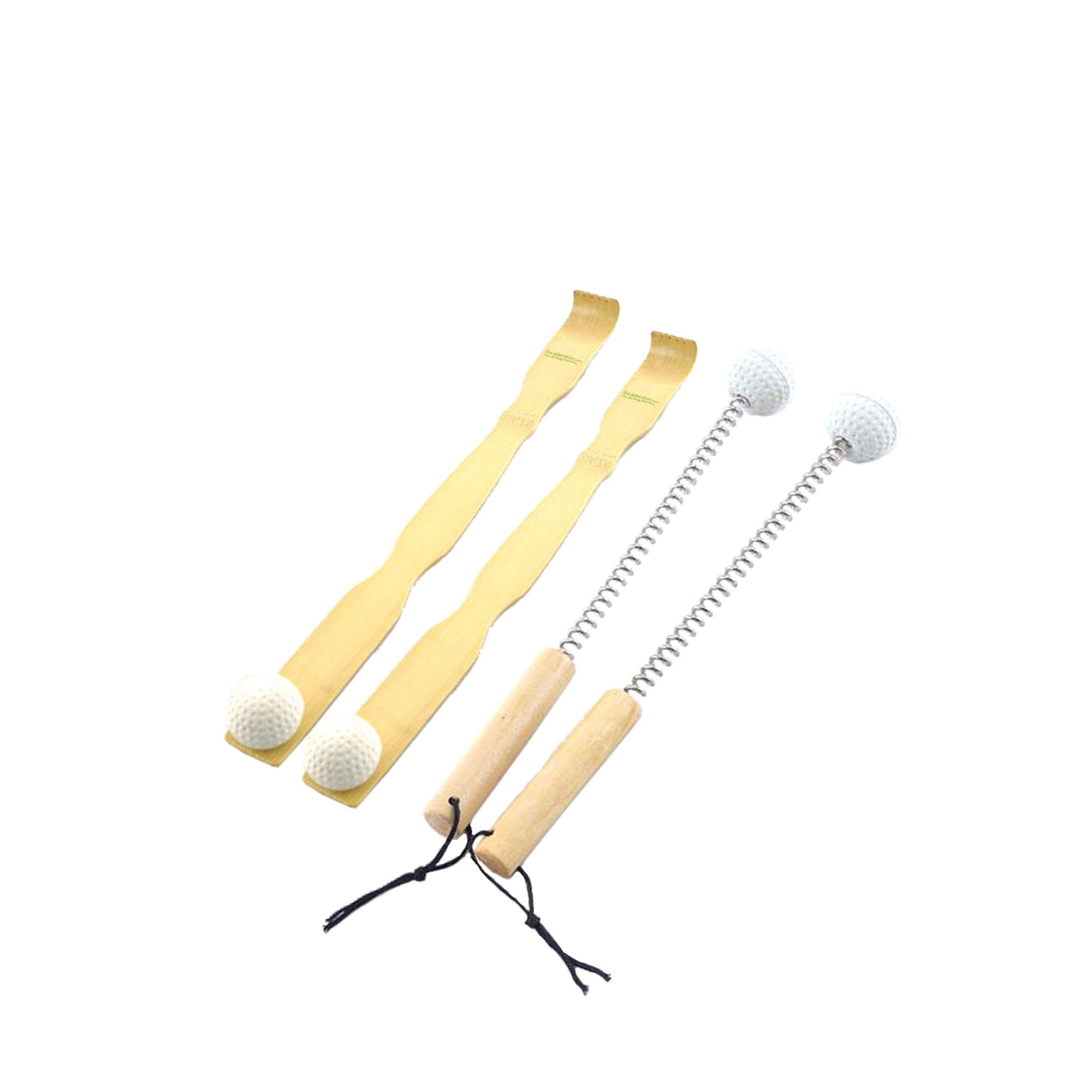 BambooMN Massager Tool, 2X Bamboo Mallet Bonger Backscratcher Plus 2X Metal Mallet Bonger (Set of 4)