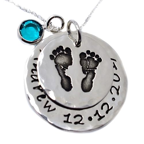 Baby Footprints Handprints Necklace 