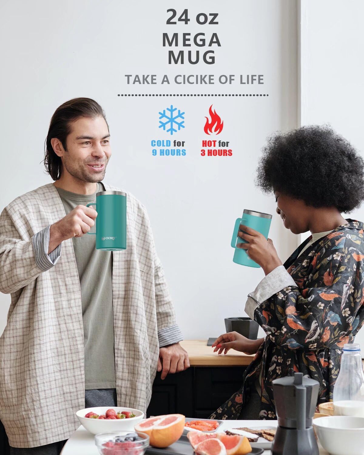 24 Ounces Travel Mug with Handle and Lid, Insulated, Stainless Steel Coffee Mug, Camping Gift for Men and Women, Keep Cold for 9 Hours and Hot for 3 - Image 6