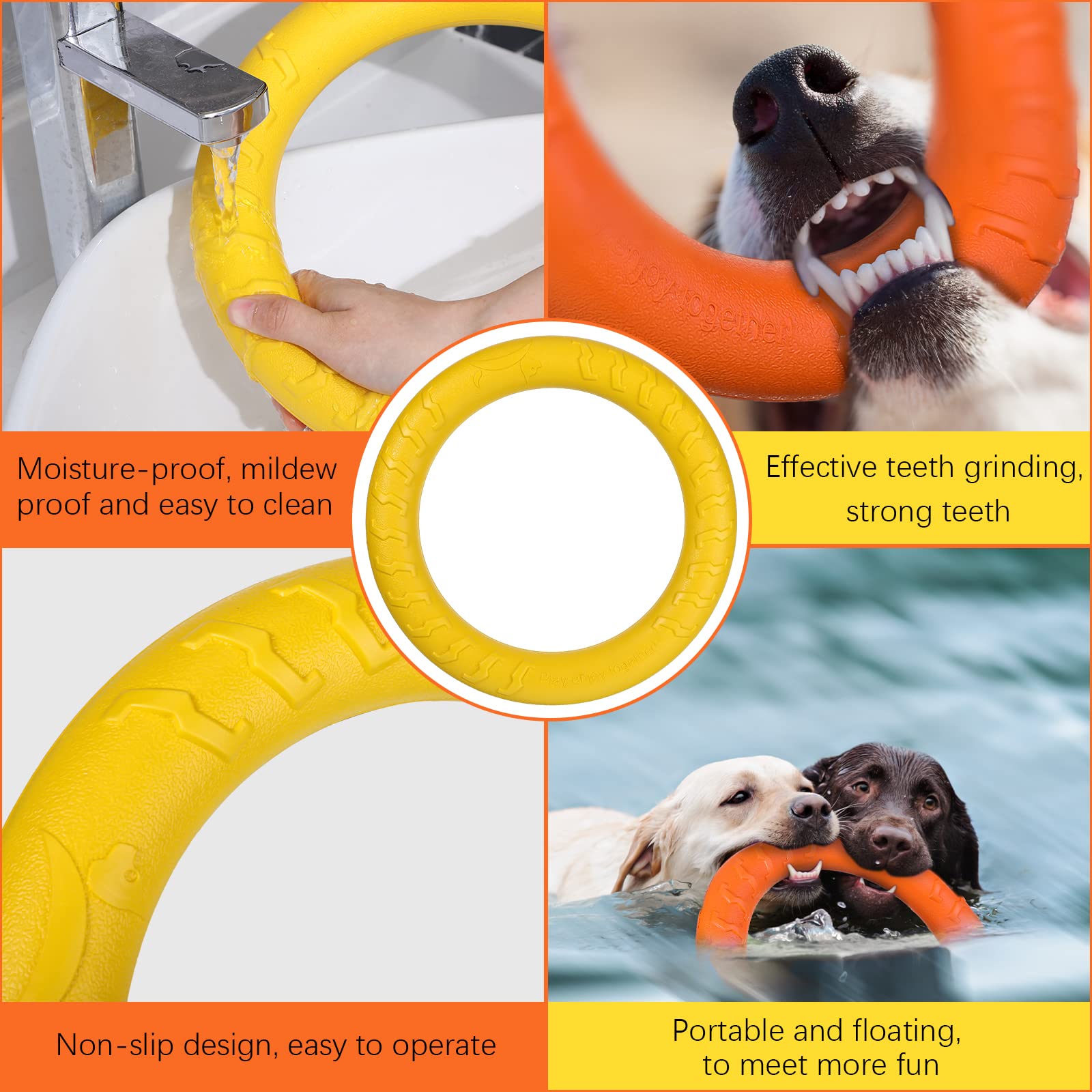 Leitee Lot de 2 jouets pour chien, disques volants pour chiens de petite et grande taille – Entraînement, rapport, flottant, nettoyage des dents (27,9 cm)