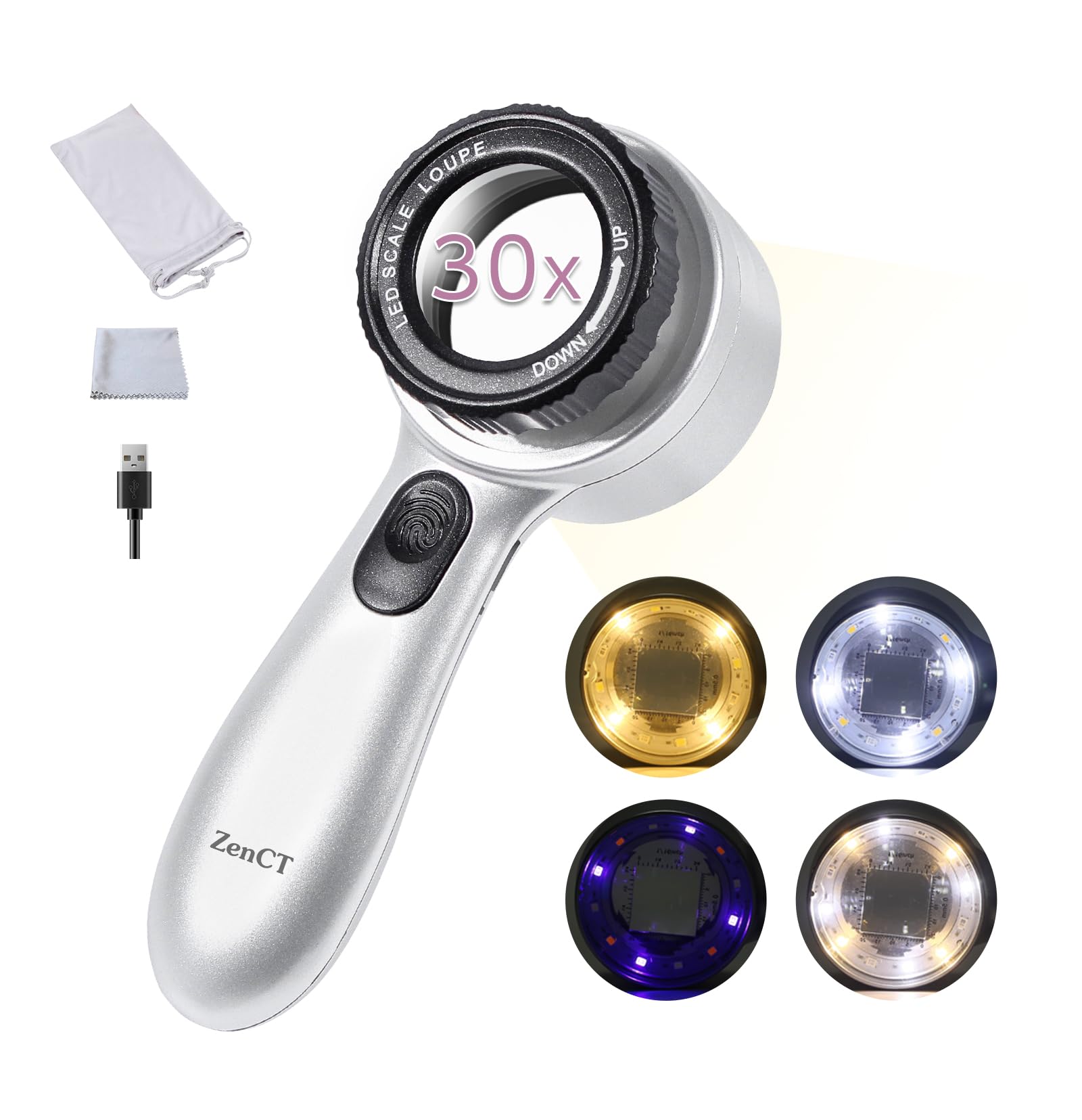 Amazon.co.jp: ZenCT 手持ちルーペ 倍率30倍 拡大鏡 直径3.3cmレンズ