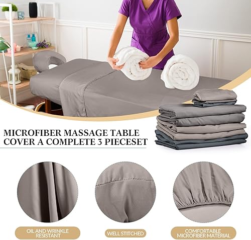Miniatura 3 de Juego de 3 sábanas de microfibra para mesa de masaje, 3 piezas, 3 colores, cubierta plana para mesa de masaje, ligera y suave, sábana bajera para