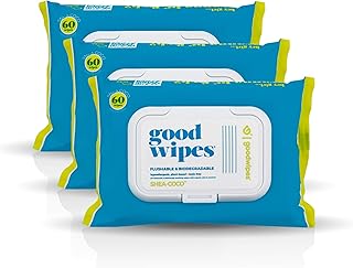 Goodwipes Flushable & Biodegradable Wipes with Botanicals, Dispenser for At-Home Use Safe, Shea-Coco with Aloe, Septic and...