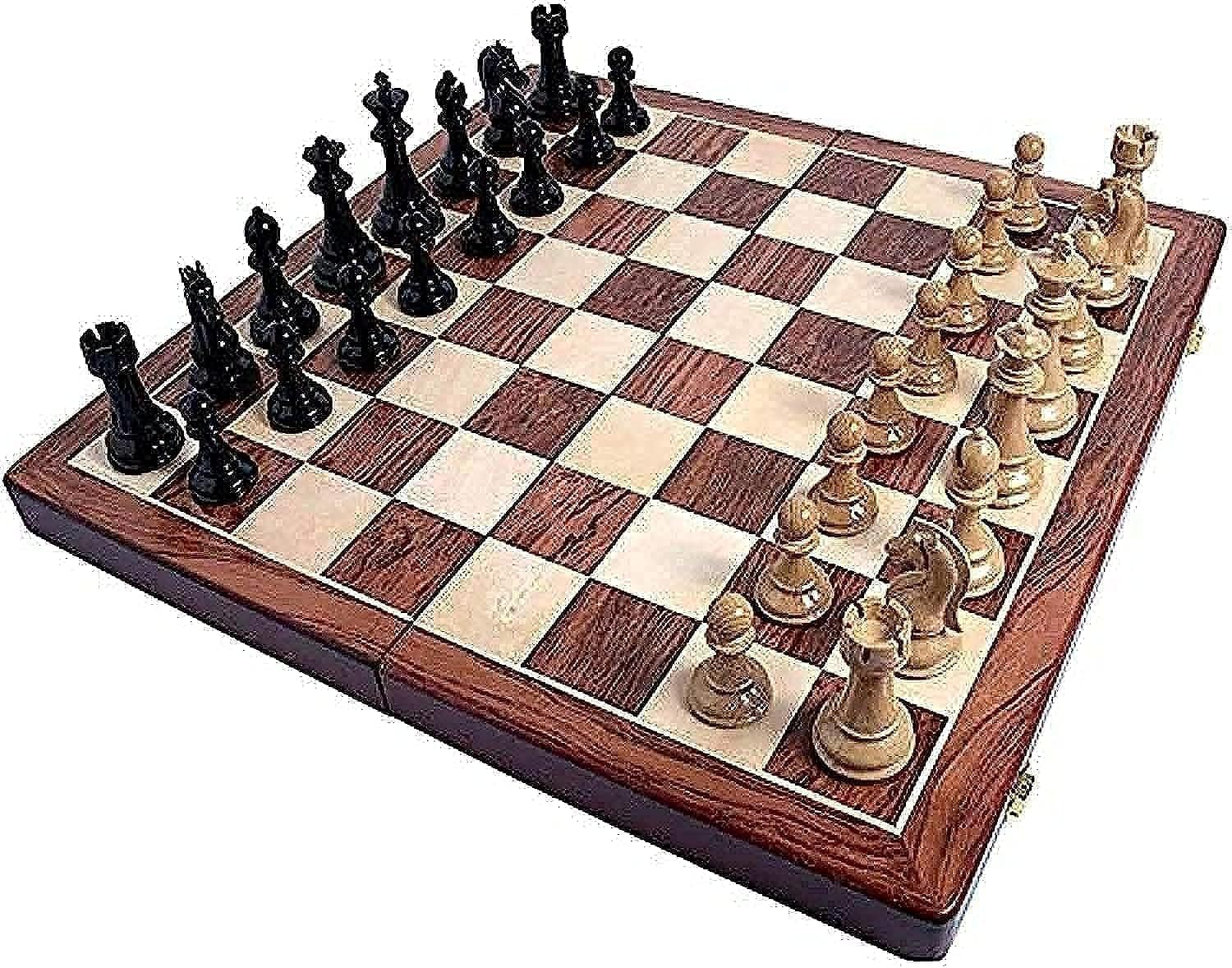 BRFDC Chess Chess board foldable wood chess set with internal storage
