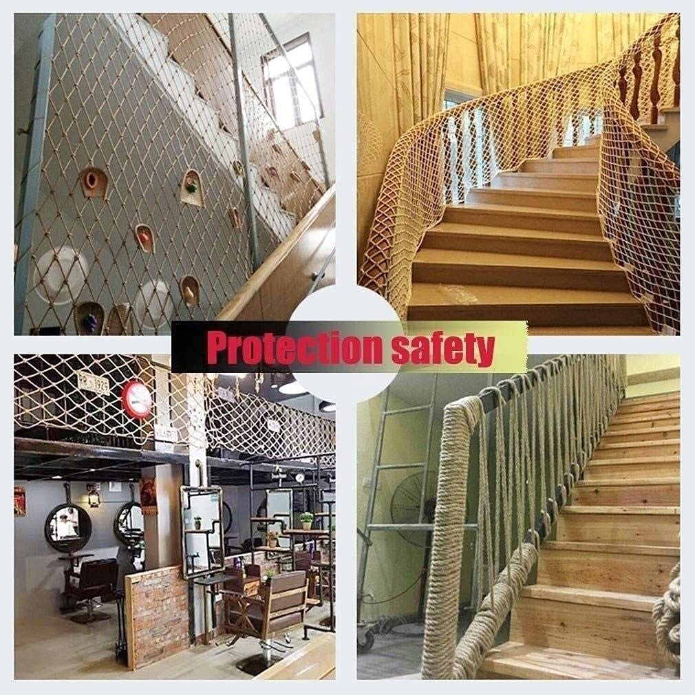 Red de escalada de cuerda de cáñamo resistente para parque infantil, multifuncional, protección anticaídas, barandilla de seguridad, red de carga, kit de escalada en casa de árbol