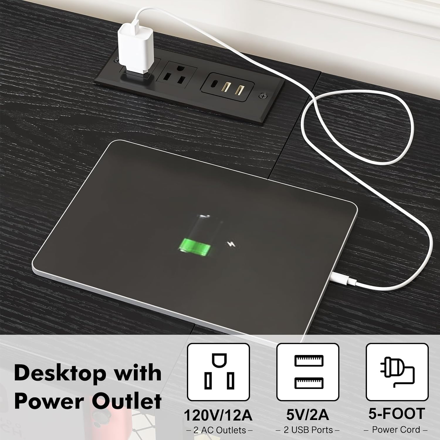 YGEOMER Entertainment Center for Up to 55 Inch TVs, TV Stand with Power Outlet and Open Storage Shelves, TV Media Console Table for Living Room and Bedroom, Black - Image 4