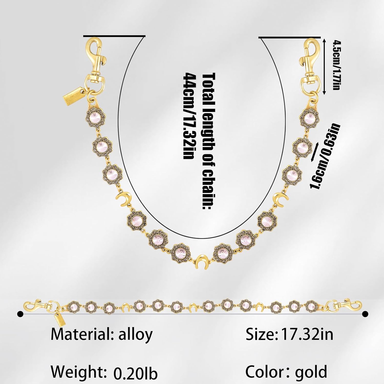 Letter Keychains Rhinestone Bag Charms Wallet Chain Purse Extender Chain For Handbags - Image 2