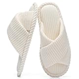 Slippers for Women Memory Foam House Bedroom Corduroy Crossbands Open Toe Slides Sandals Shoes Comfy Trendy Gift for womens Anti-Skid sole