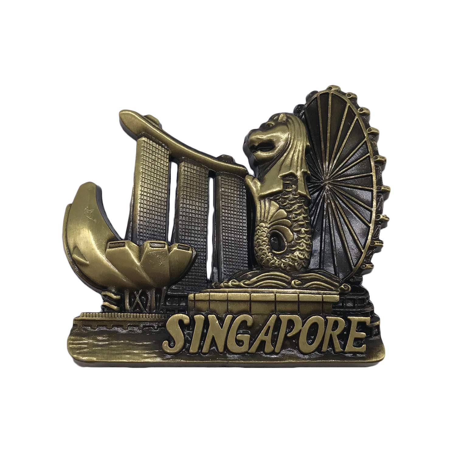 Wedarego Singapore Merlion 3D Refrigerator Fridge Magnet Tourist Souvenirs Handmade Metal Craft Magnetic Stickers Home Kitchen Decoration Travel Gift
