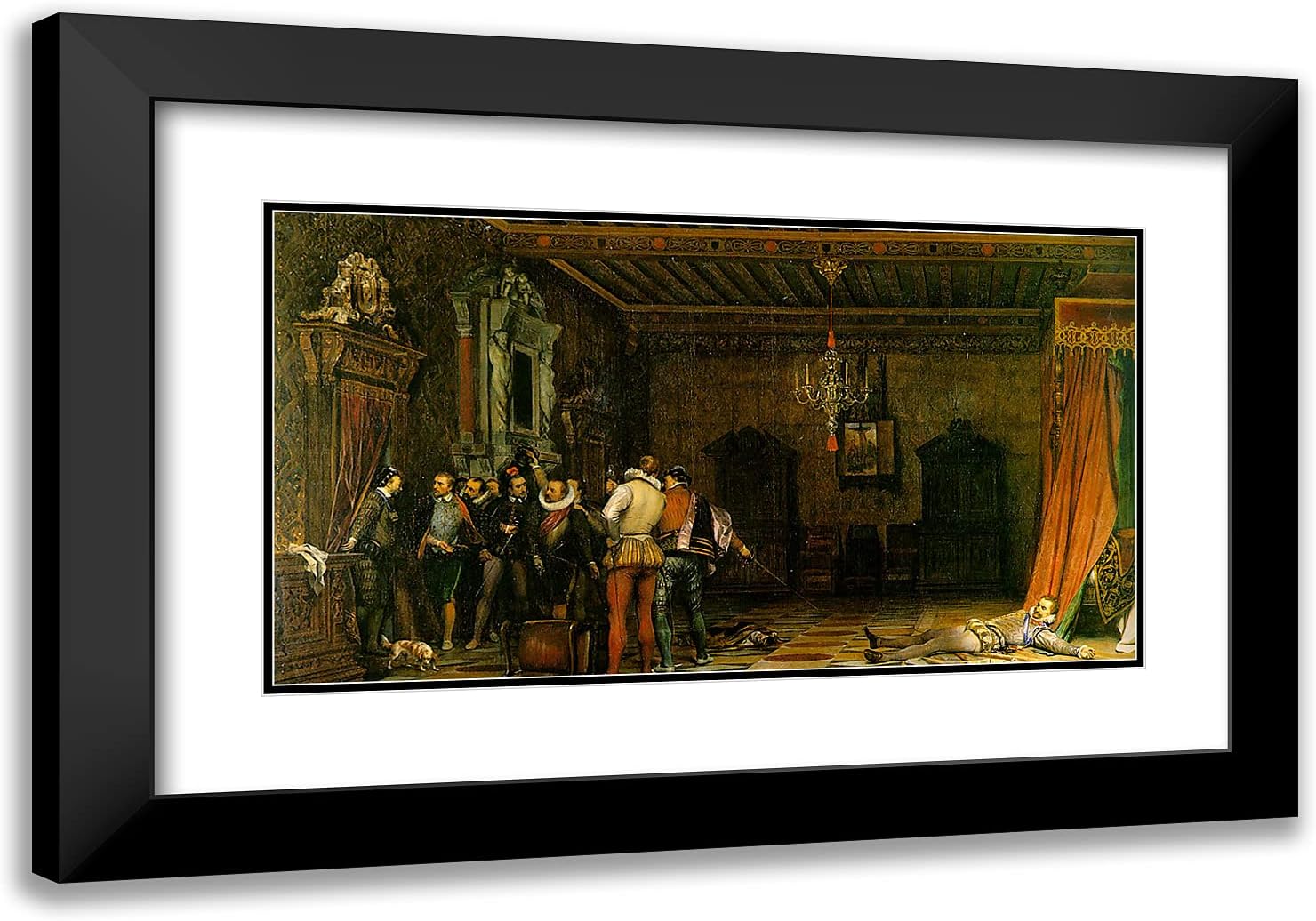 ArtDirect Delaroche, Paul 24x17 Gold Ornate Framed Art Print with Double Matting Titled: Assassination of Henry I the Duke of Guise