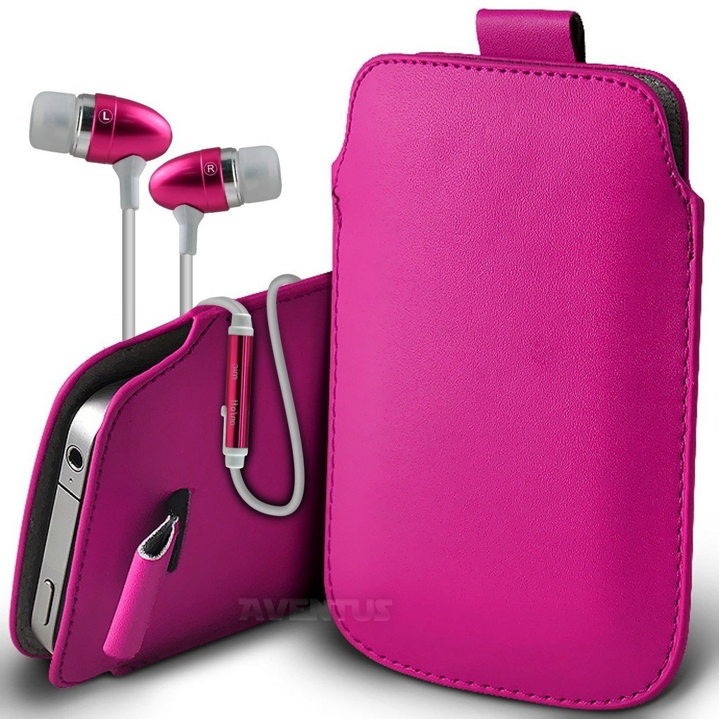 Aventus (Hot Pink) LeEco Le 1s Case Pouch Sleeve Faux Leather Case Cover with Pull Tab Cord Slip In, Includes Stereo Aluminium Earphones