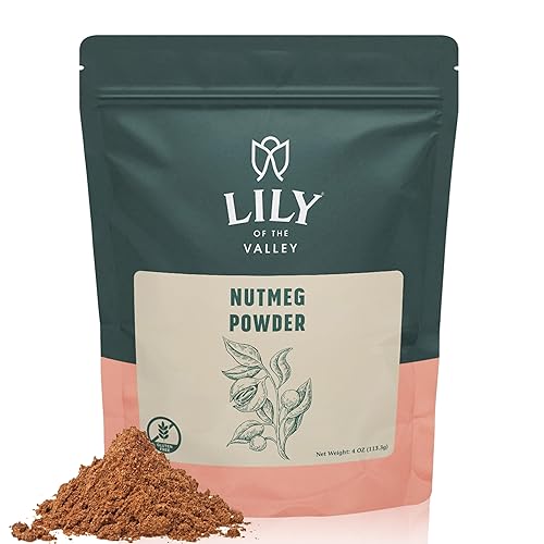 Lily of the Valley Nuez moscada en polvo, nuez moscada molida, ideal para cocinar, hornear, batidos y lattes, agente saborizante, vegano y sin