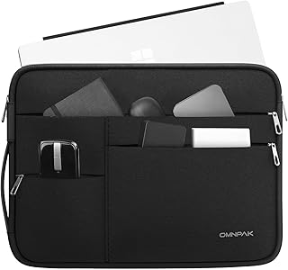 Omnpak Surface Pro 11 Case,13 inch Laptop Sleeve for Surface Pro 12/11/10/9/8/X/7/6/5/4/3 with Multi-Pocket and Side Handle Strap,Water-Resistant Laptop Carrying Bag