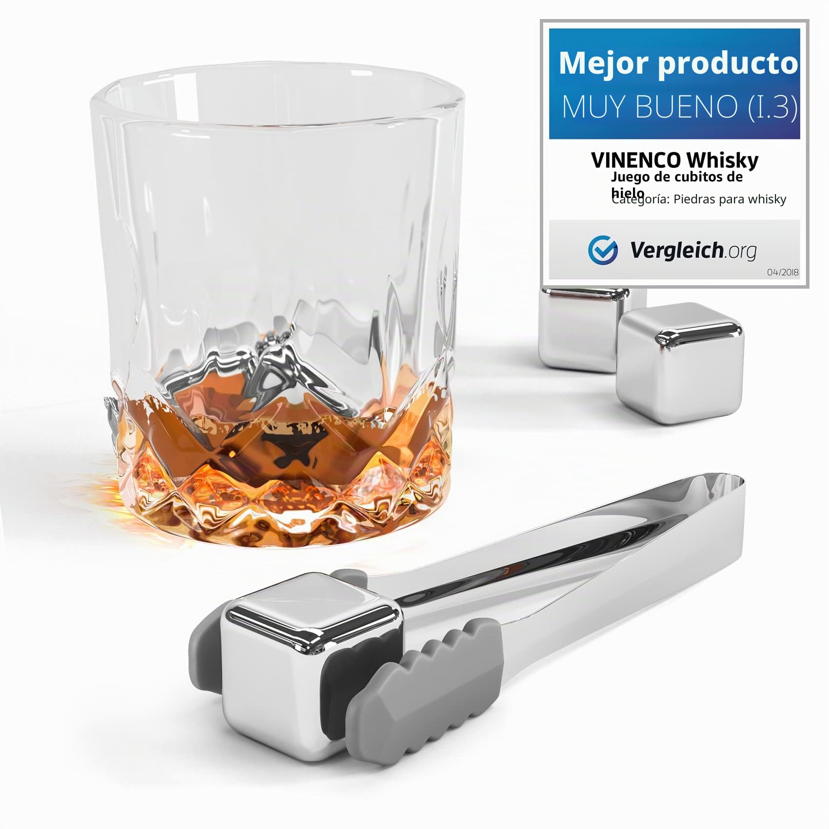 Cubitos de Hielo Reutilizable Set - Cubos Refrigeración Acero & Basalto | Piedras Whisky, Accesorios Cocteleria - Idea Regalo