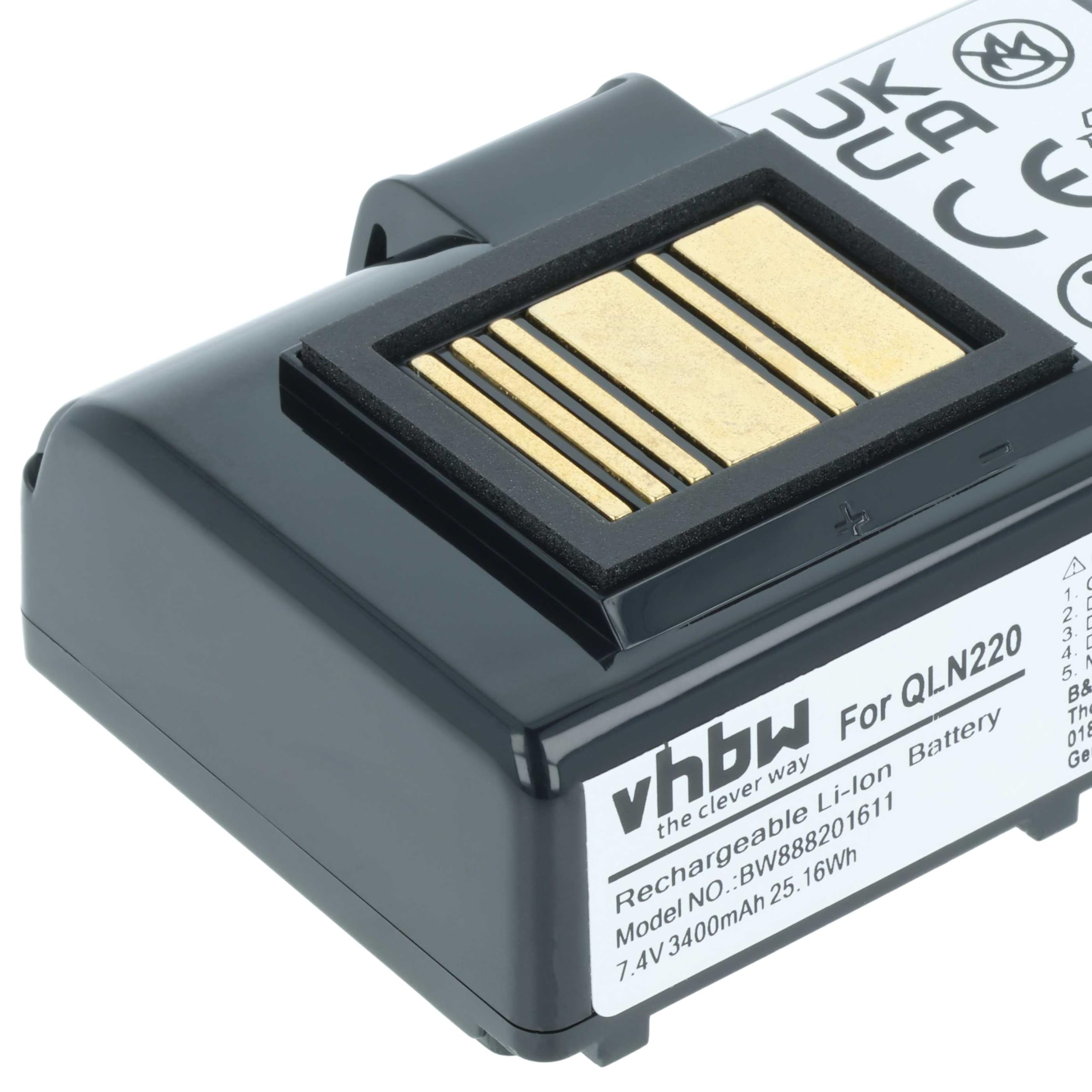 vhbw Akumulator zastępczy do Zebra P1031365-069, P1051378 do drukarek, kopiarek, skaner, drukarek etykiet (3400 mAh, 7,4 V, litowo-jonowy)