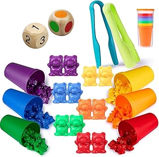 71pcs Colorful Counting Bears Set Toddler Toys, Rainbow Bears Math Counting Toys, Number Color Recognition Tools