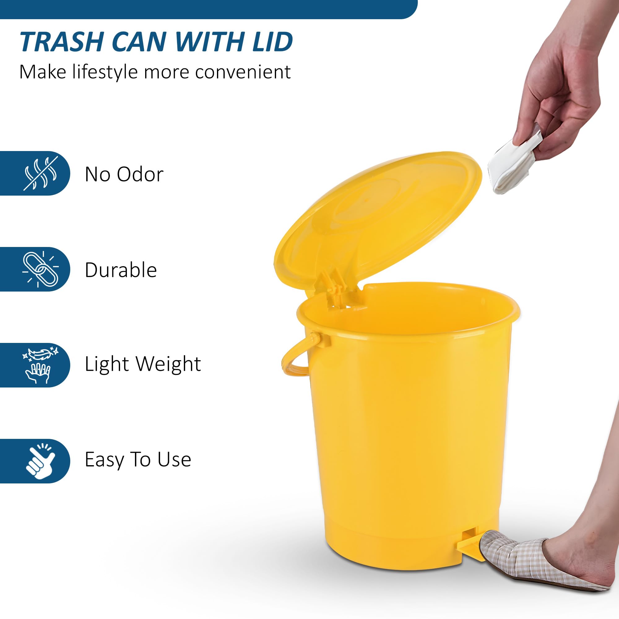 10L Pedal Bin - Hands-Free Kitchen & Bathroom Waste Bin -5