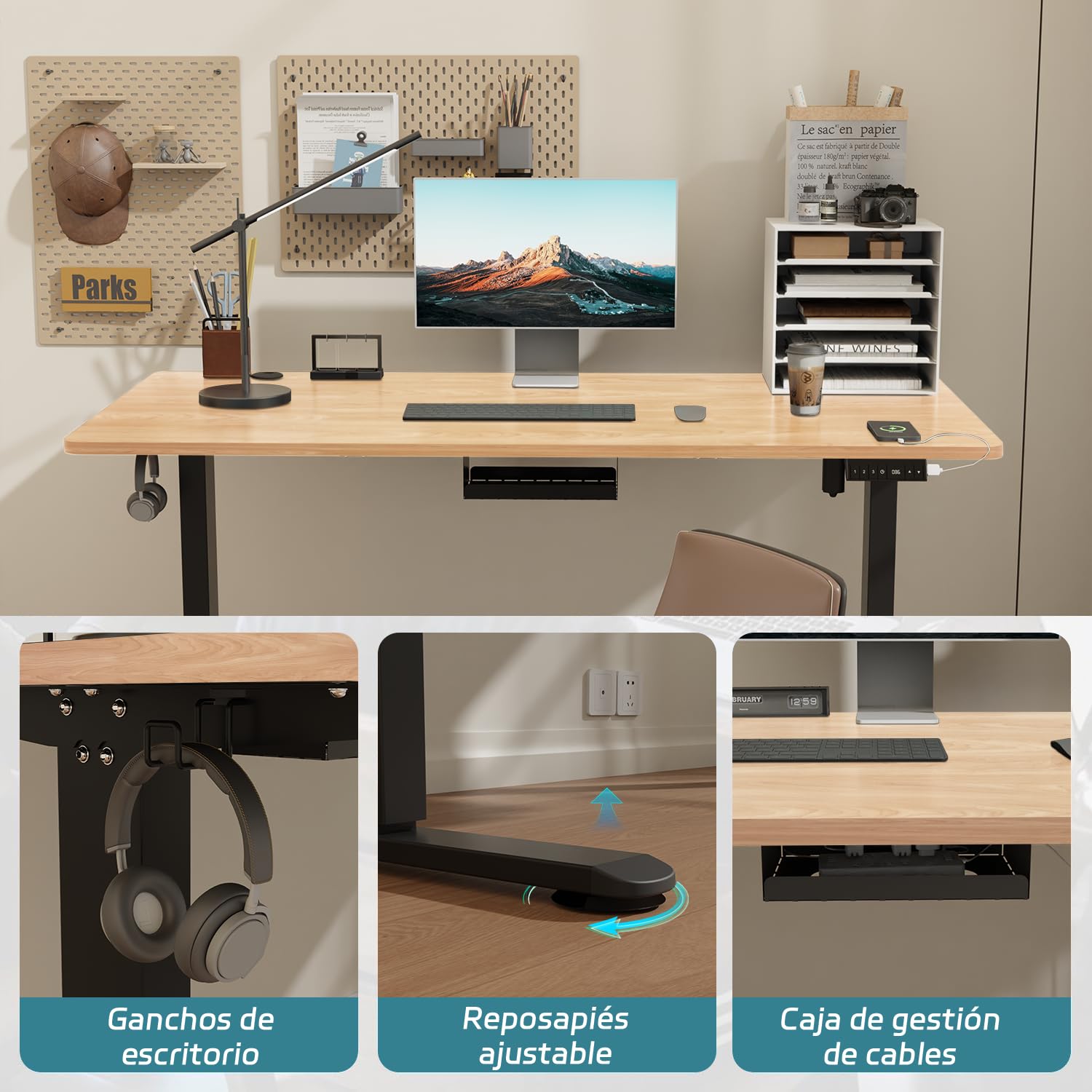 Airfish Escritorio Elevable Electrico 160 × 80cm con Puerto USB, Mesa Escritorio Elevable con Alerta de Sedentarismo, Escritorio Ajustable en Altura, Mesa de Oficina Elevable