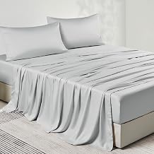 JELLYMONI Queen Sheet Set, Luxury Rayon Derived from Bamboo, Cooling Bed Sheet Set - Ultra Soft, Breathable, Eco-Friendly, Hypoallergenic - 4 Piece Sheets & Pillowcases, Grayish