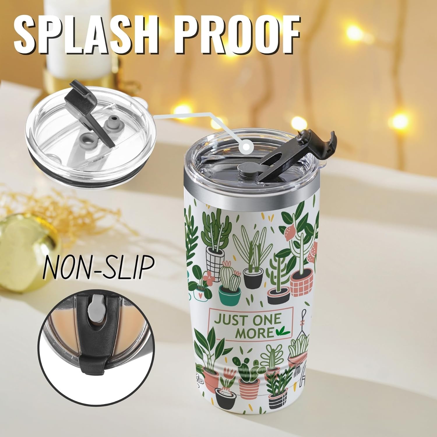 Onebttl Gardening Gifts for Women, Tumbler for Plant Lovers, Gardeners - 20oz/590ml Double Wall Vacuum Insulated Stainless Steel Tumbler Cups - Gifts for Birthday, Christmas - Just One More - Image 6