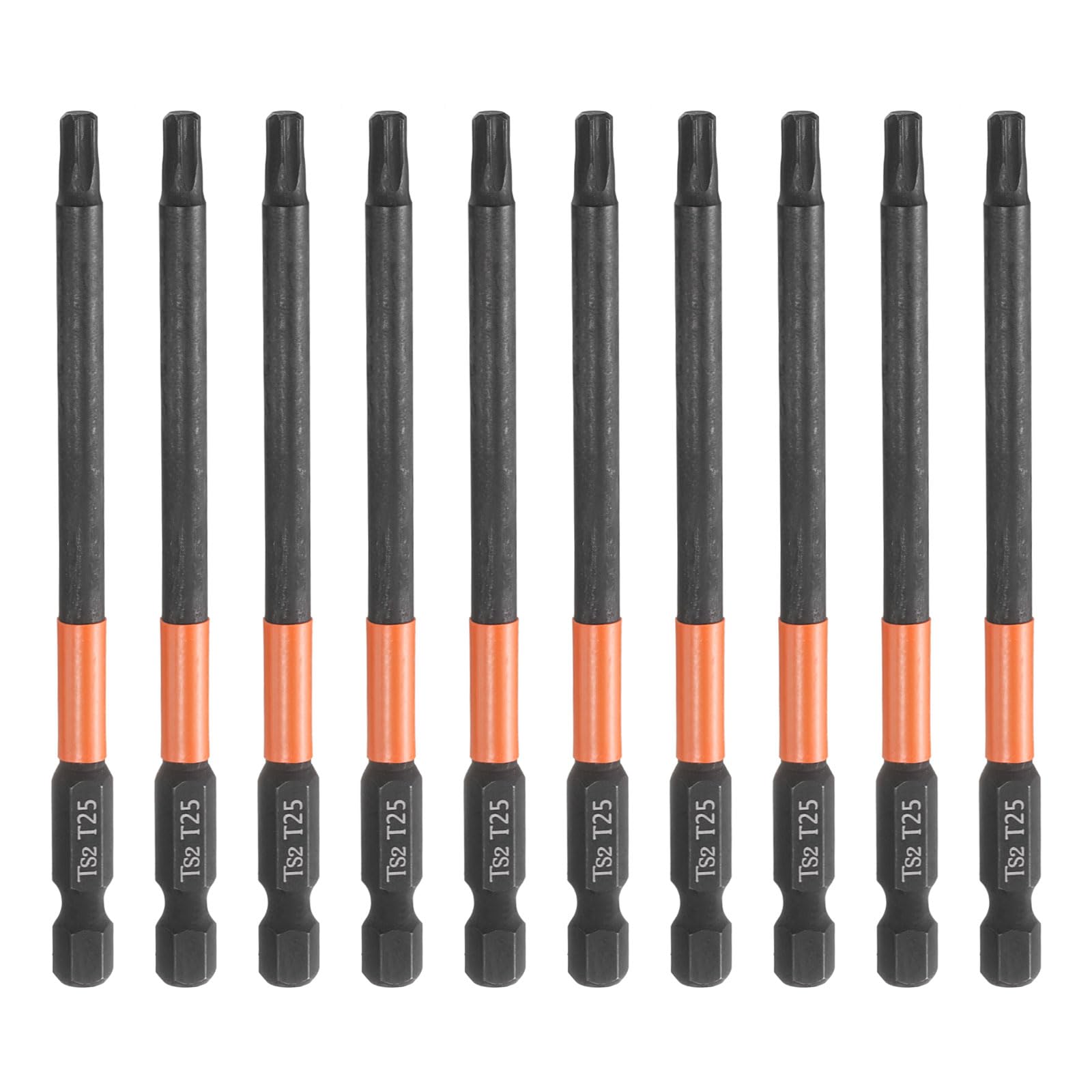 Puntas Torx T25 destornillador de estrella 100 mm vástago hexagonal magnético acero S2 10 piezas