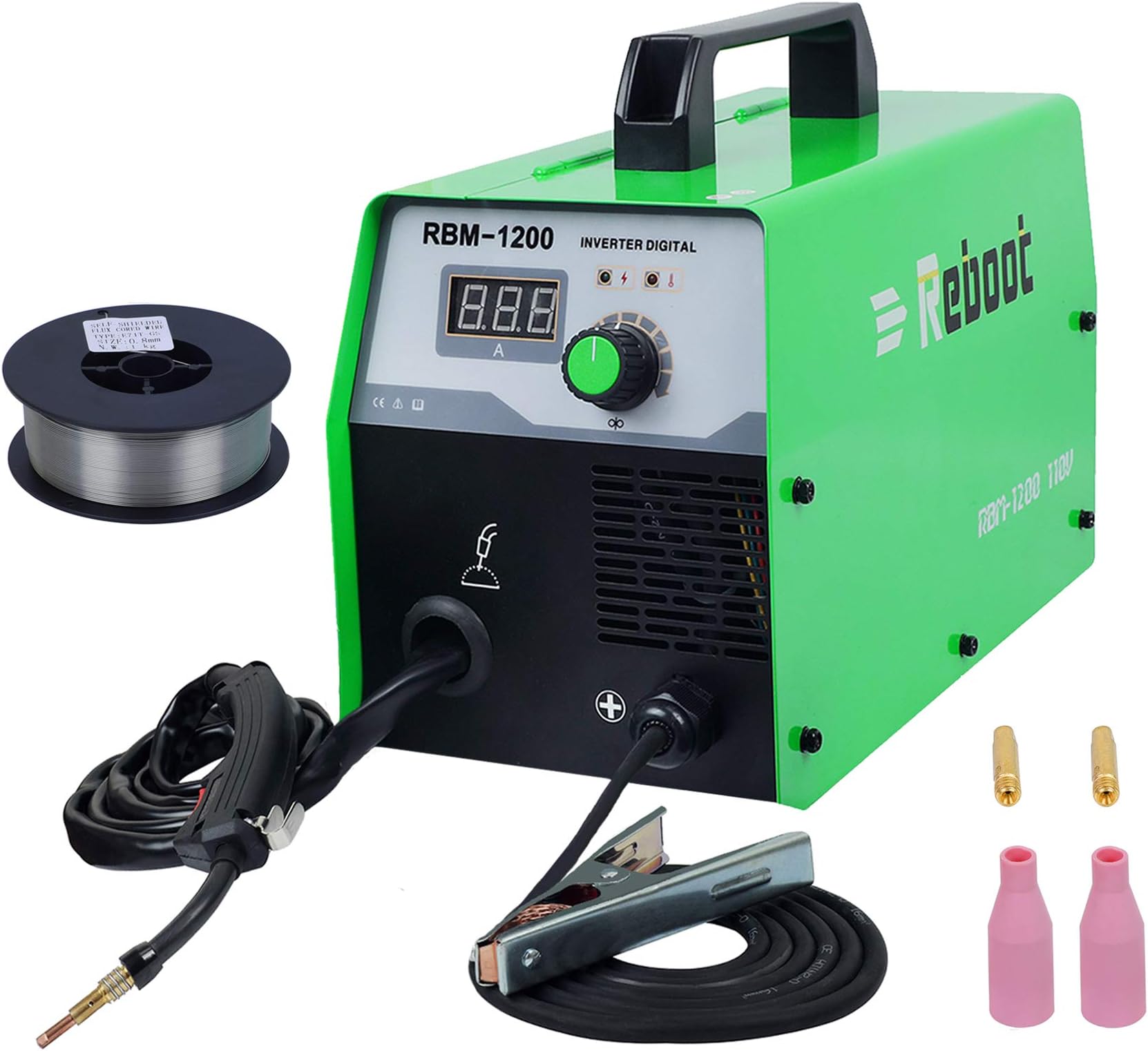Reboot Mig Welders Flux Core Portable MIG120 Gasless Mig Welding Machine 110V Inverter 110V with 1KG Flux Core Wire Automatic Feed Duty Cycle 100% at 60A for Mig Stainless Steel Welding