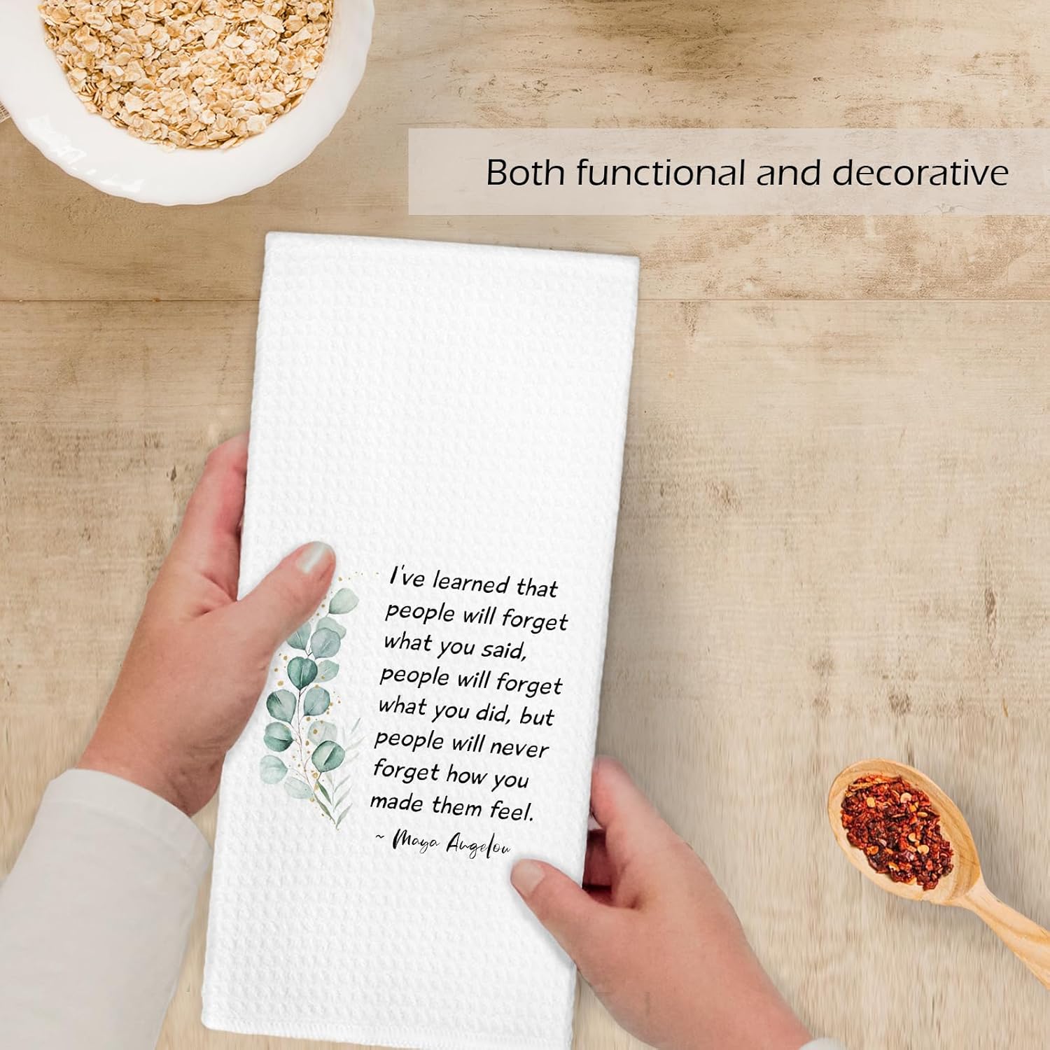 Maya Angelou Quote Kitchen Towels, Hostess Gifts for Women Dish Hand Tea Towels, Inspirational I've Learned That People Will Forget What You Said Decorative Towel for Bathroom Kitchen, 16x24 - Image 4