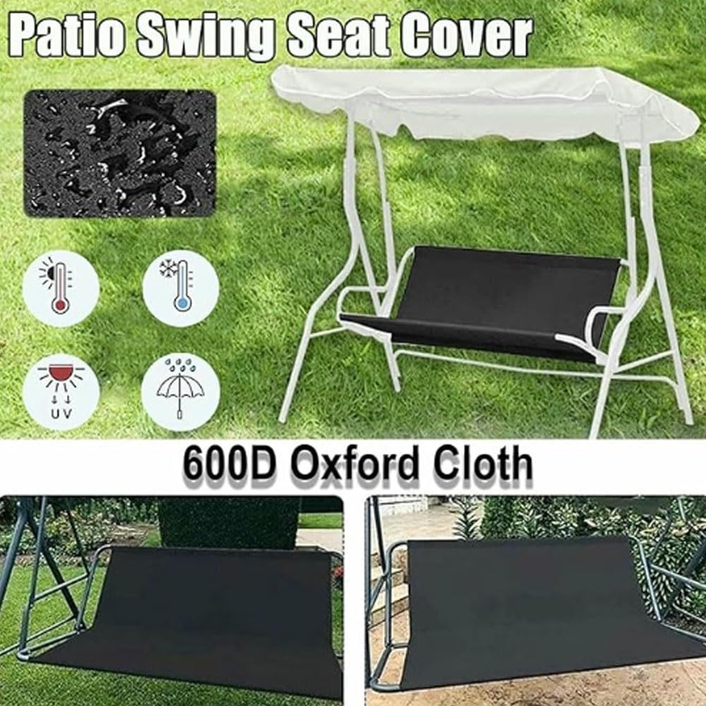 Copriseduta Di Ricambio Per Dondolo 2 3 Posti Tessuto In Oxford 600D Copertura Per Esterni Per Sedia Da Giardino Copertura Per Sedia Da Balcone(Grey,160x58x58cm/63x22.8in)