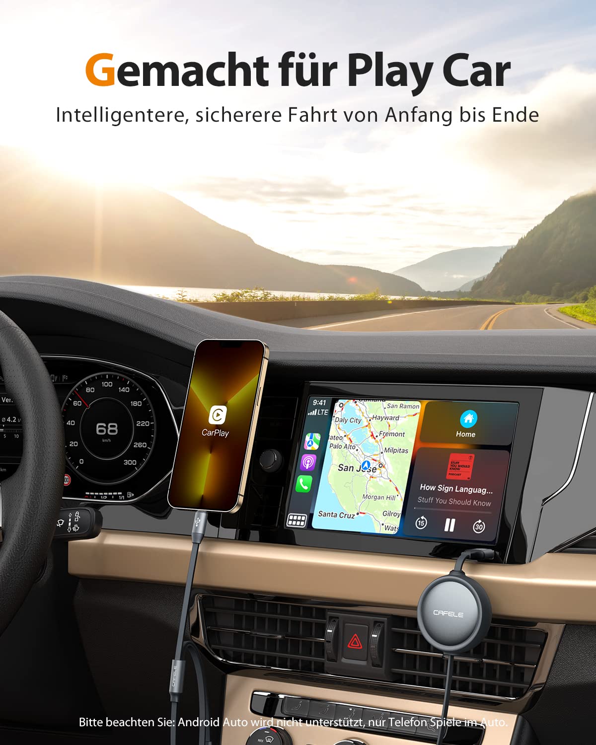 CAFELE Cavo Multi USB Retrattile per Auto,3.3ft【Play Car】,un Lato estensibile,Anti-groviglio【Guida sicura】,3 in 1 cavo di Ricarica Retrattile per Telefono,Android,Samsug,Huawei,LG,Pad (Grigio)