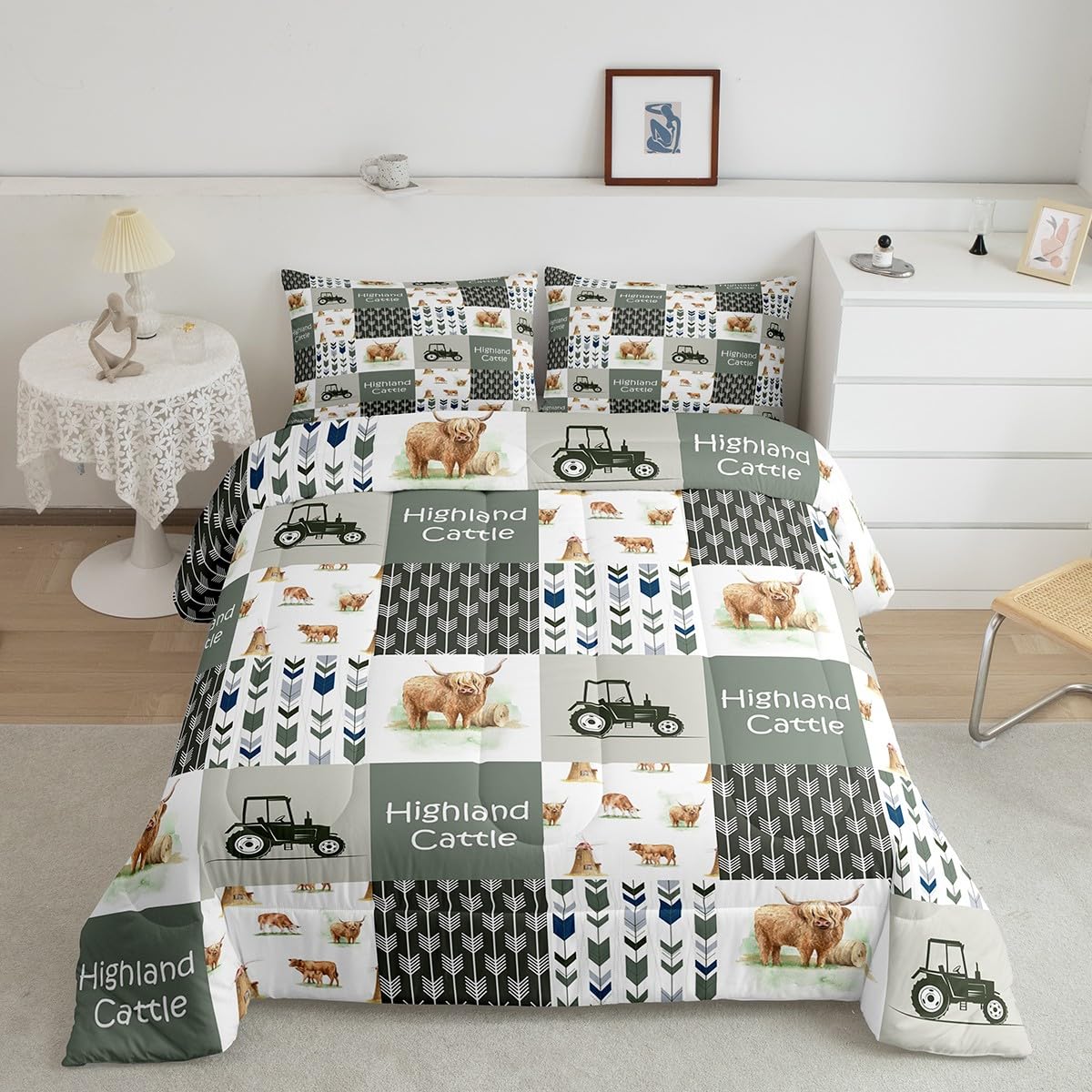 Set Biancheria Da Letto Con Mucche Delle Highland - Copripiumino E Federe In Microfibra 3D - Taglie Singola, Matrimoniale E King Size