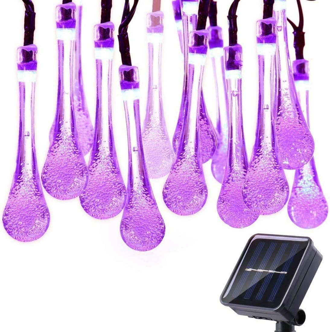 Solar Outdoor String Lights Waterproof 23ft 50 LED Crystal Water Drop Solar Powered Christmas String Fairy Lights for Outdoor,Gardens Patio Homes Wedding Christmas Party (Multicolor)