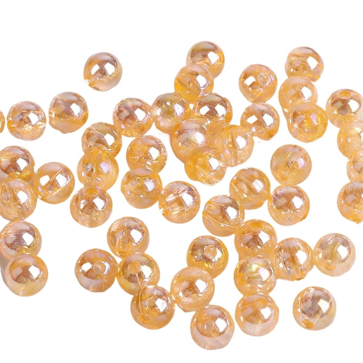 JINFEUGE 6/8/10Mm Loose Acrylic Beads Rainbow Ab Color Round Clear Beads,for Jewelry Making DIY Bracelet Necklace Earrings/Orange/6Mm 100Pcs