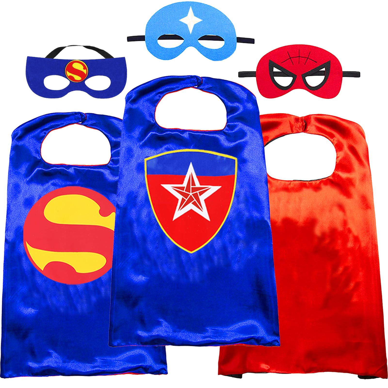 NuGeriAZ Superhero Cape for Kids-Halloween Cape and Mask Cosplay Costumes Set for Kids (Double Sided Cape) (2Pcs Red)