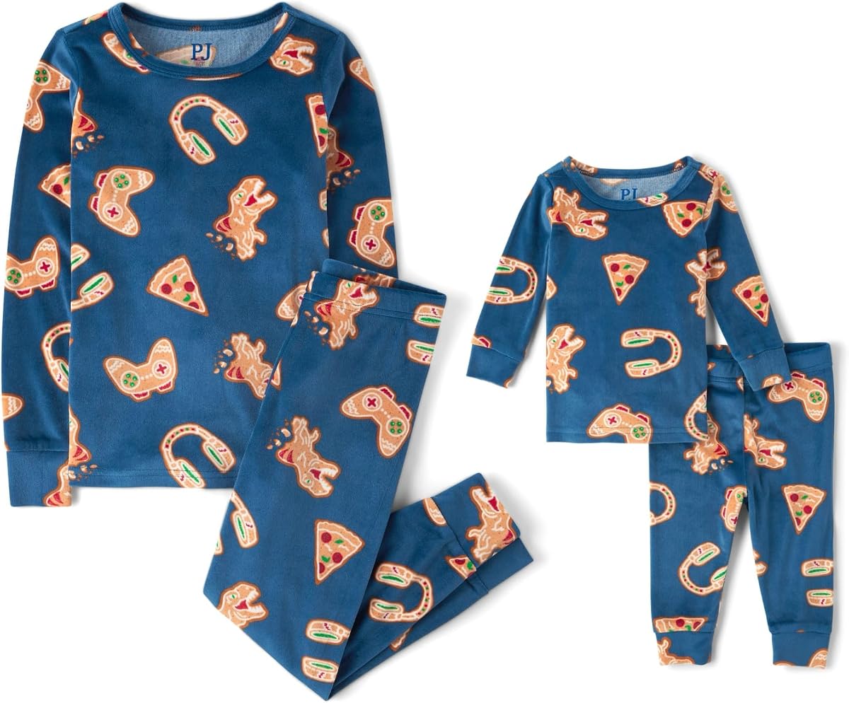 The Children's Place Baby Kids Christmas 2 Piece Pajama Sets,velour