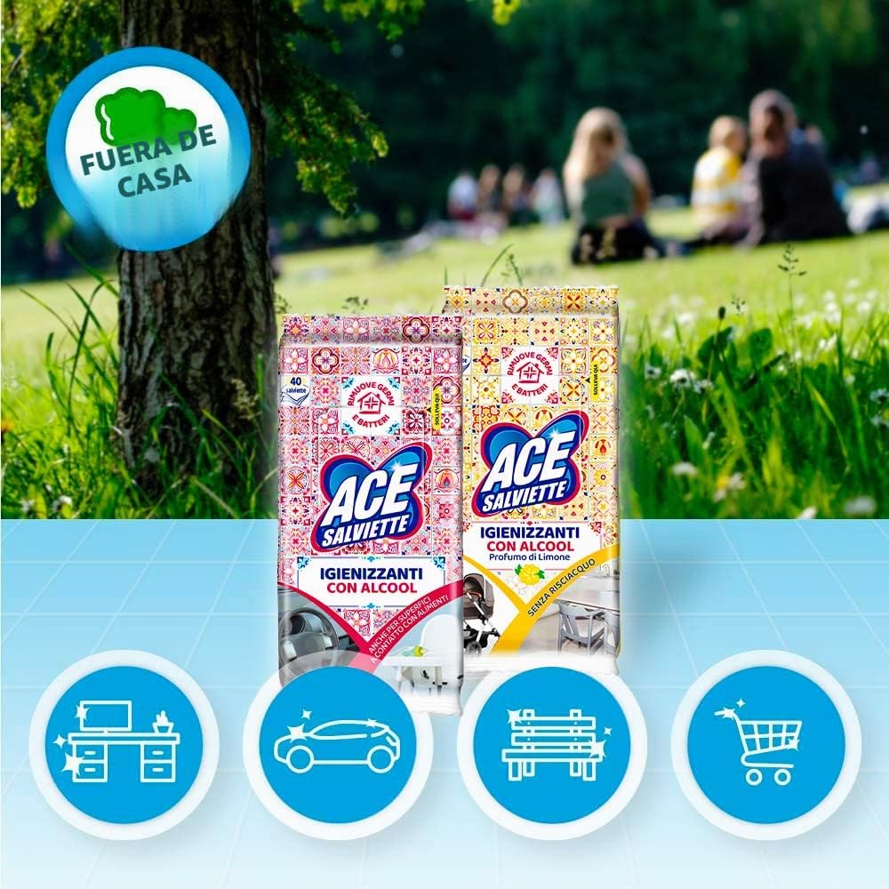 Ace Toallitas desinfectantes con alcohol, caja de 10 paquetes x 40 toallitas, 400 toallitas