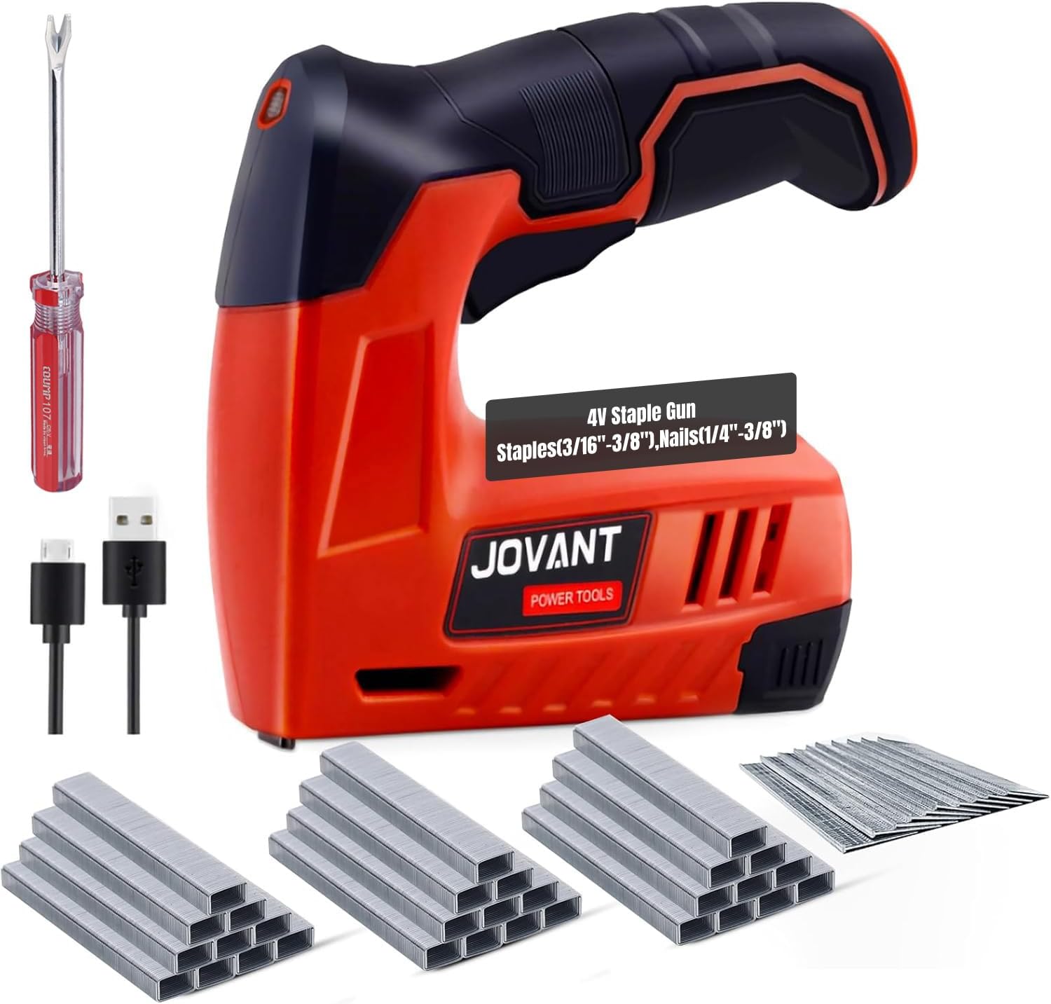 7/16" Narrow Crown Staples (3/16"), Galvanized 6400 Counts for Jovant 4V Nail Gun(one Kinds of Package Box)