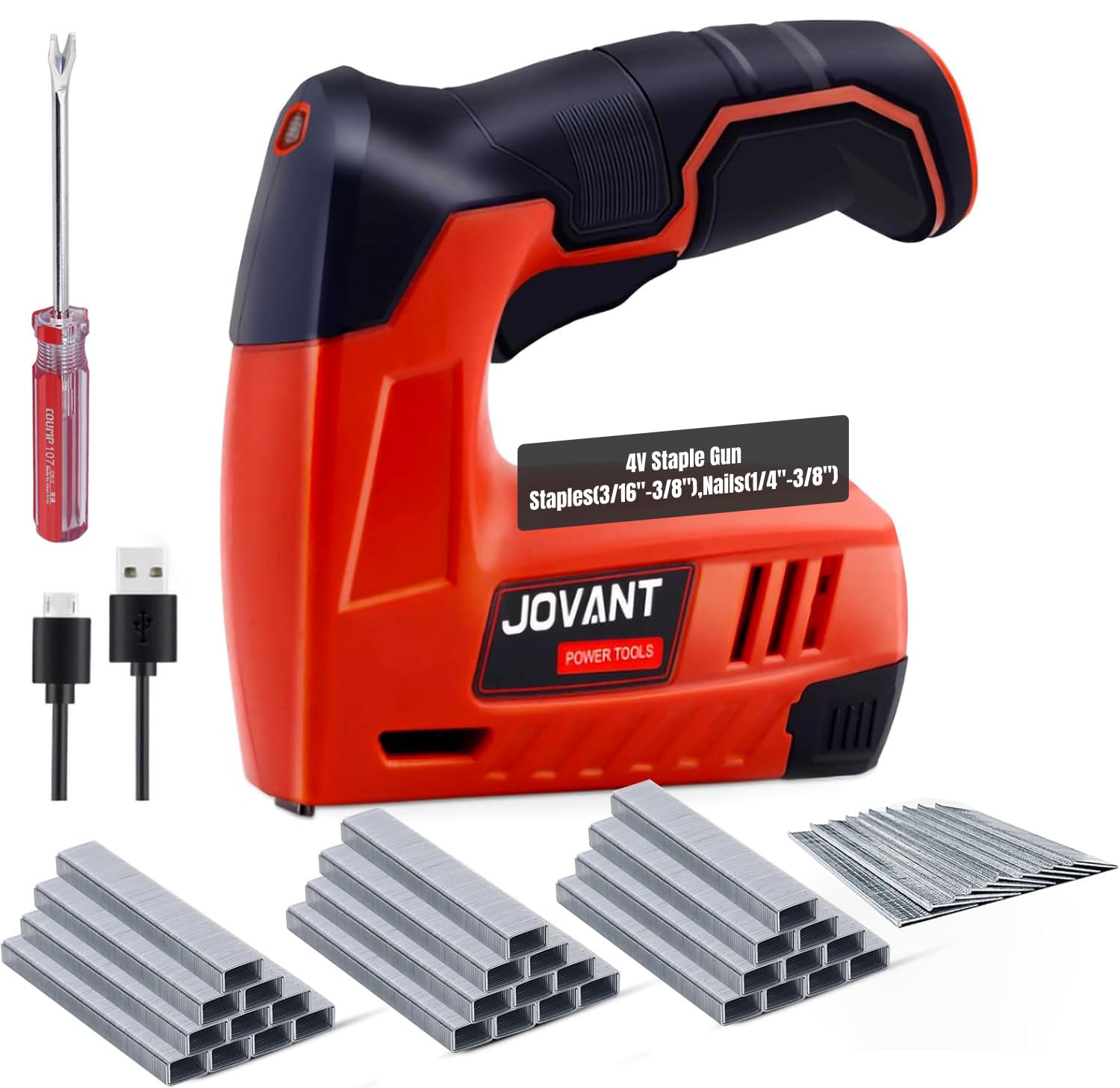 Electric Staple Gun with 3000 Staples 650 Nails, Upholstery Staple Gun for Wood Crafts Carpentry Decoration DIY, 4V 2 in 1 Cordless Brad Nailer Fits