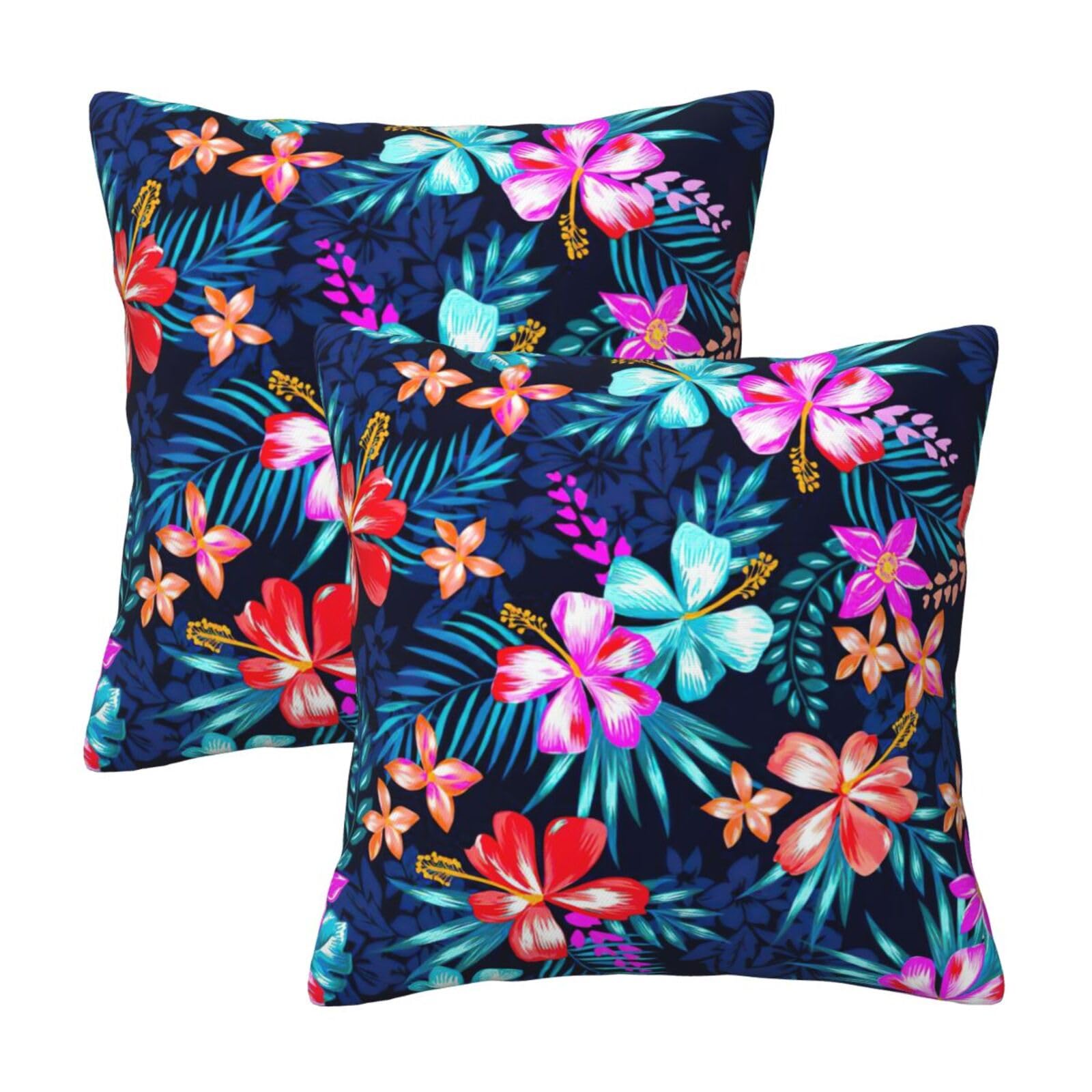 Housse de coussin floral bleu décoration maison lit salon canapé extérieure