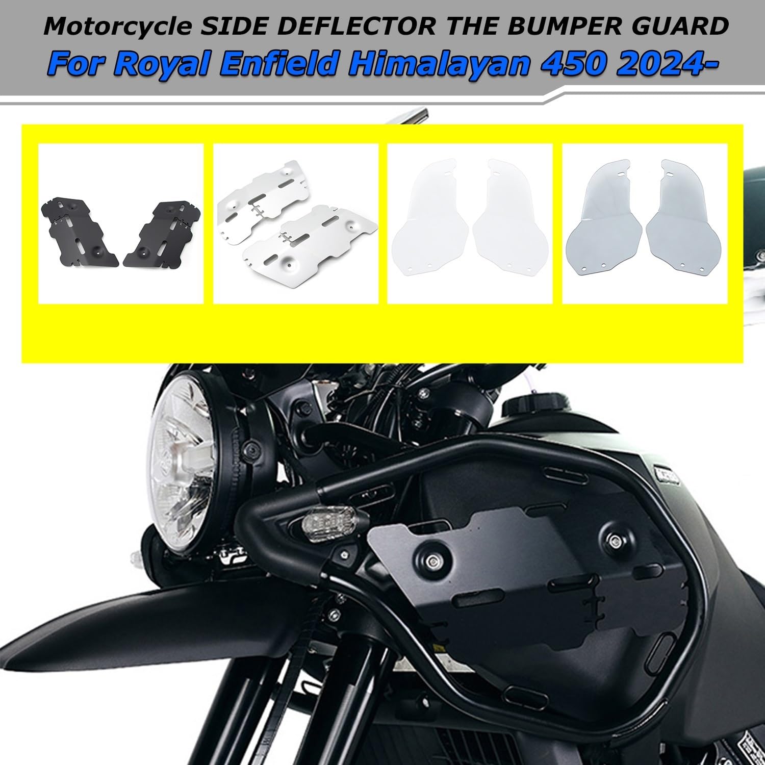 Pasuje do osłony bocznej ze stopu aluminium Pasuje do Himalayan 450. Dwustronna osłona deflektora powietrza Osłona podwozia motocykla Skuteczna(Bumper guard panel 1)