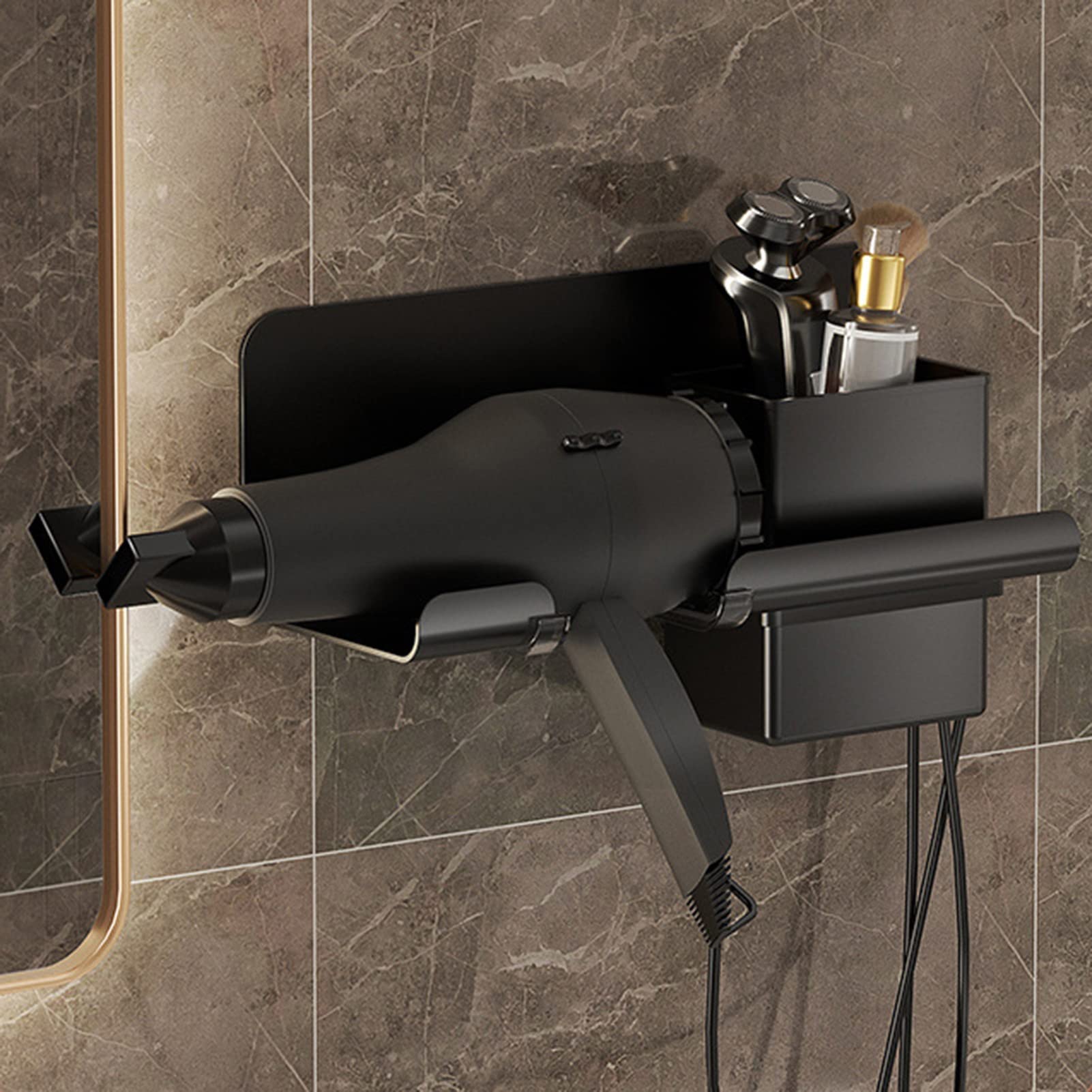 Soporte de secador de pelo de aluminio, espacio montado en la pared
