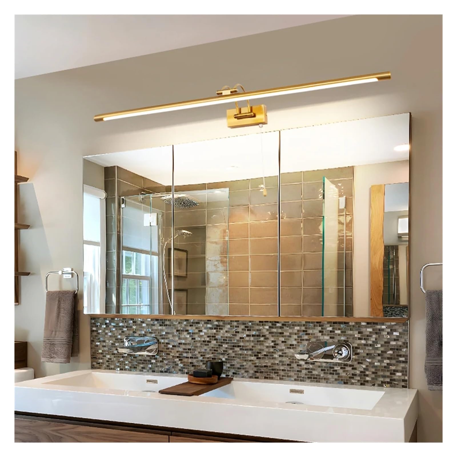 LED-Badezimmer-Waschtischleuchte, 16 W, 90 cm, Schrankbild-Wandleuchten, Innenbeleuchtung, Wandleuchte mit verstellbarem Arm, 3000 K,Lang anhaltende Nutzung