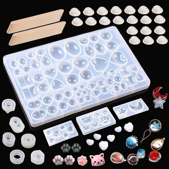 Epoxy Resin Mold Kit, 12 Type of Silicone Resin Casting Molds and Gem