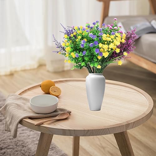 Miniatura 8 de 18 paquetes de flores artificiales, resistentes a los rayos UV, para exteriores, no se decoloran, flores y plantas de plástico sintético para