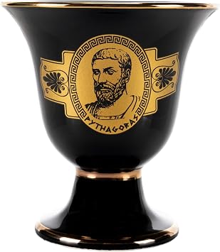 BEAUTIFUL GREEK STATUES Pythagoras Cup of Justice Pythagorean Theorem Fair Mug Ancient Greece Black Cobalt Usable